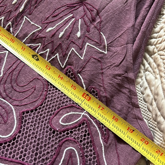 Free People Embroidered Flowy Tank Top-Sz L - Picture 8 of 9